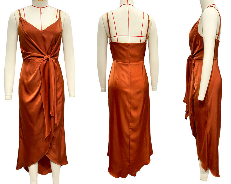 Women's Fashion Solid Color Sling French Dress - ANIBEY
