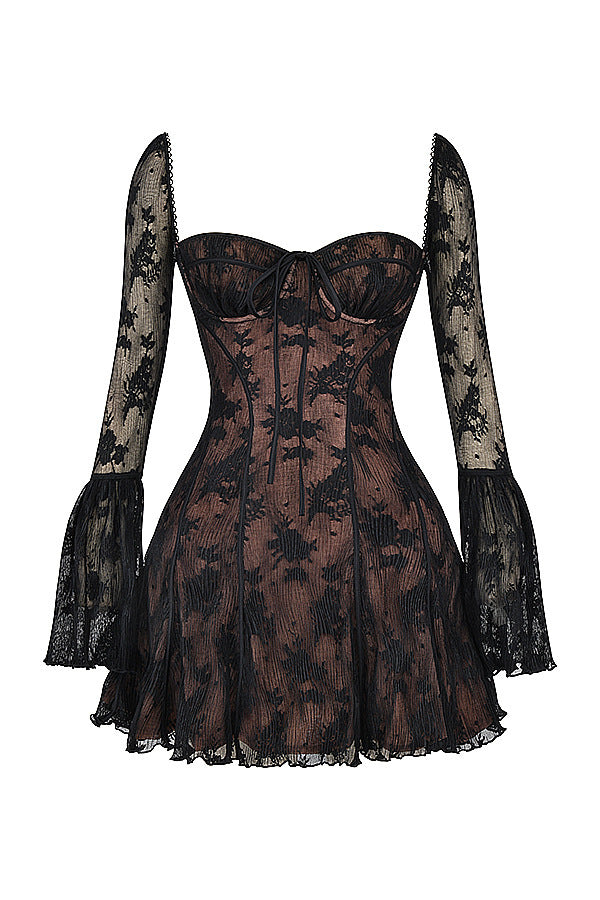 Women's Lace Dress Bell Sleeve Design - ANIBEY