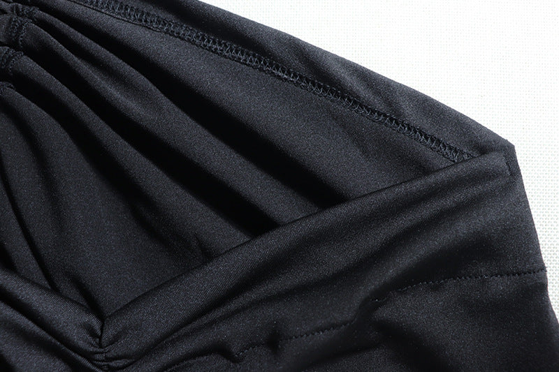 Women's Oblique Shoulder Dress Solid Color - ANIBEY