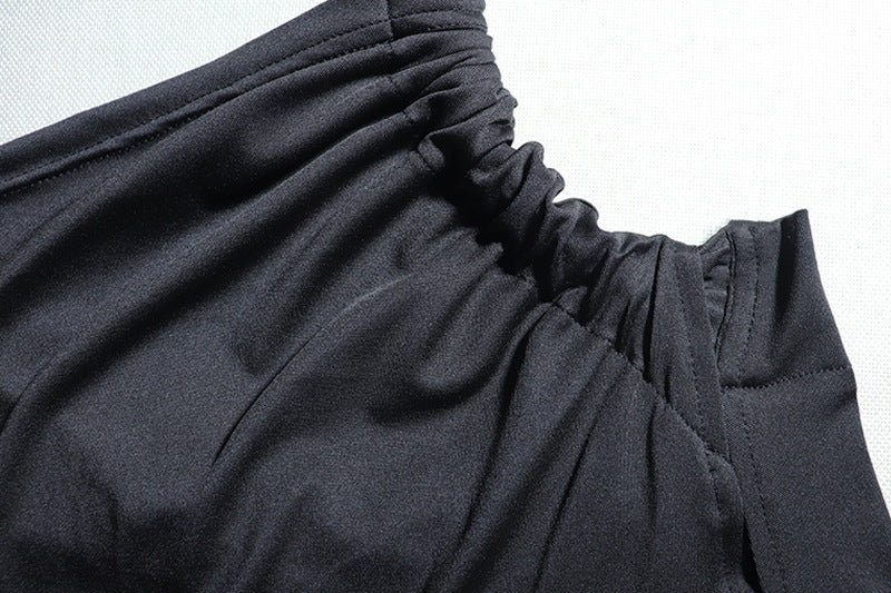 Women's Oblique Shoulder Dress Solid Color - ANIBEY