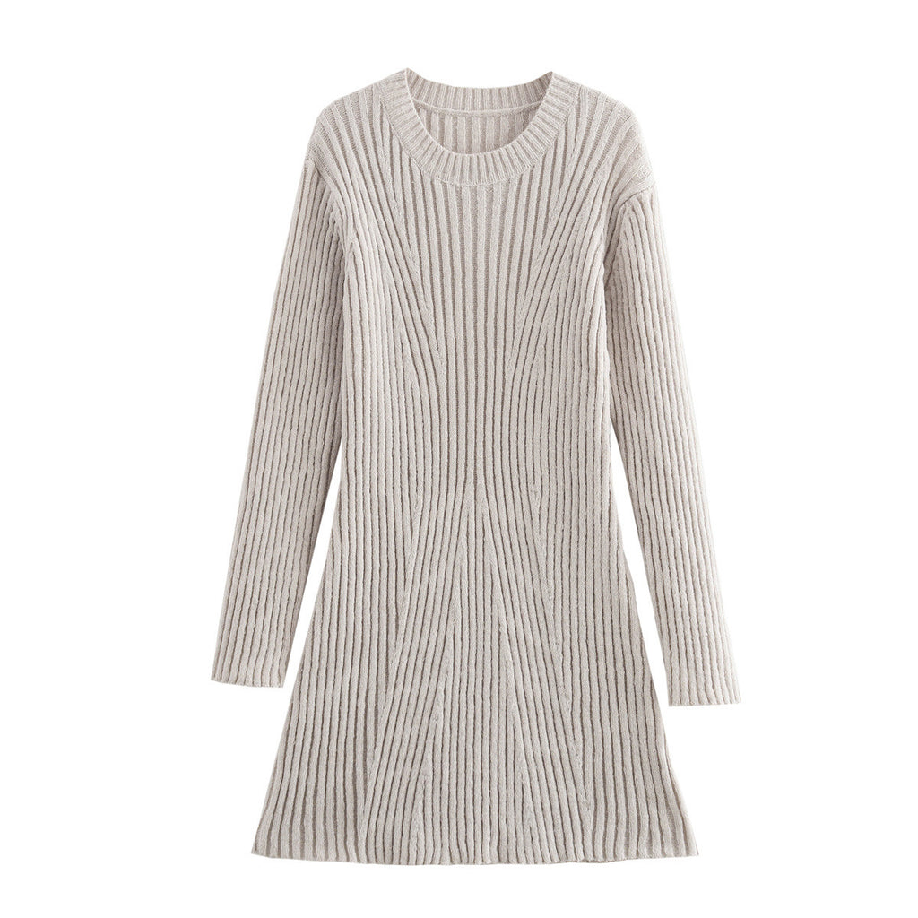 Women's Slim-fit Ribbed Knitted Dress - ANIBEY