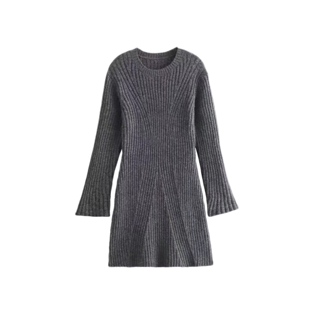 Women's Slim-fit Ribbed Knitted Dress - ANIBEY