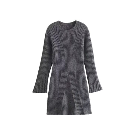 Women's Slim-fit Ribbed Knitted Dress - ANIBEY