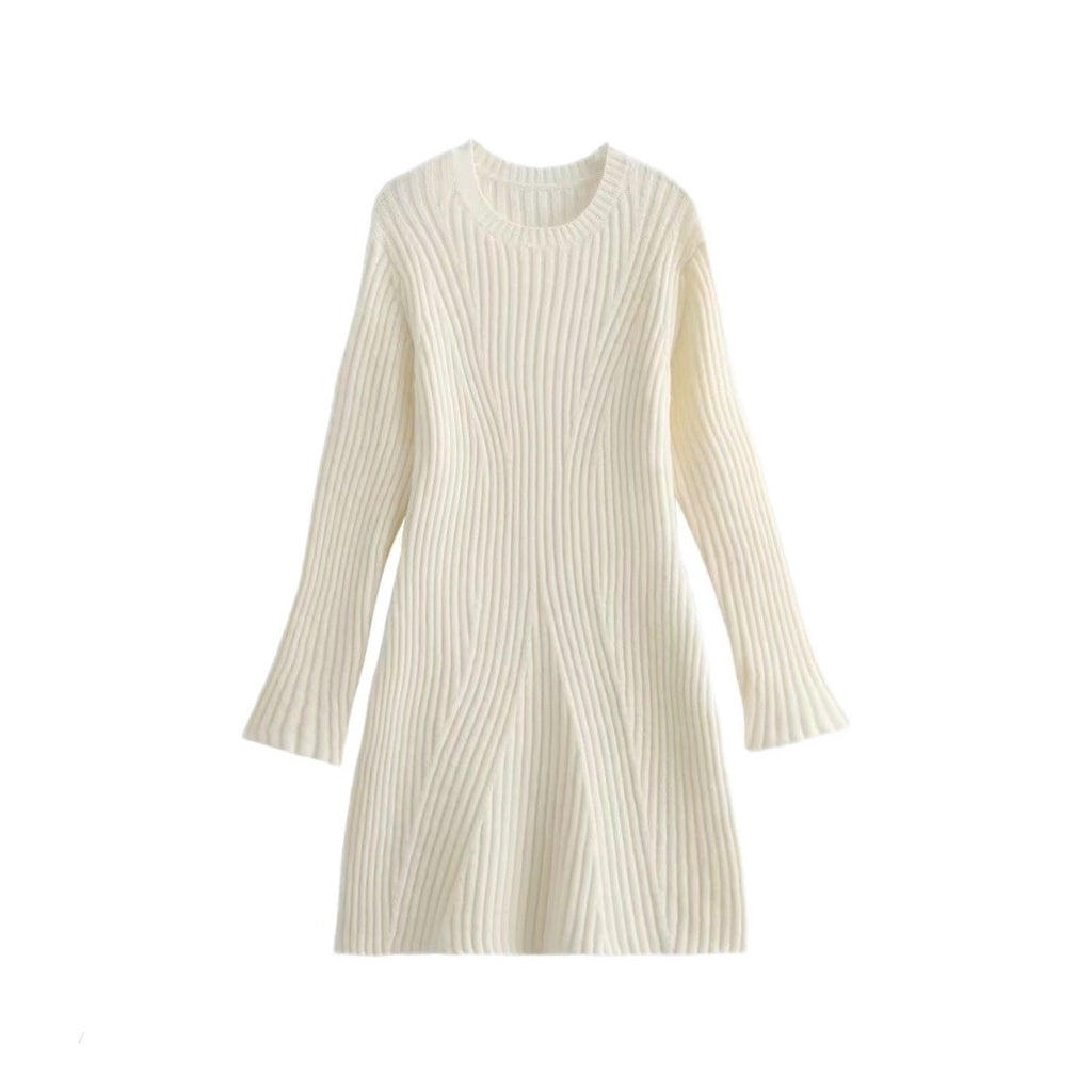 Women's Slim-fit Ribbed Knitted Dress - ANIBEY