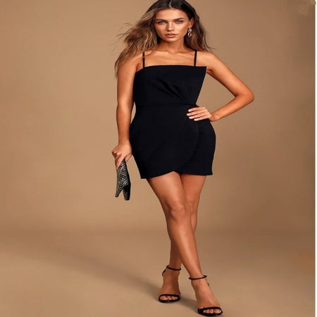 Women's Sling Irregular Hem Cross Tuxedo Dress - ANIBEY