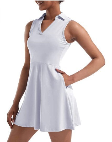 Women's Tennis Skirt With Built-in Shorts Dress - ANIBEY