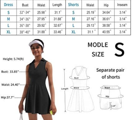 Women's Tennis Skirt With Built-in Shorts Dress - ANIBEY