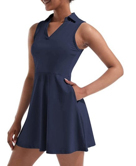Women's Tennis Skirt With Built-in Shorts Dress - ANIBEY