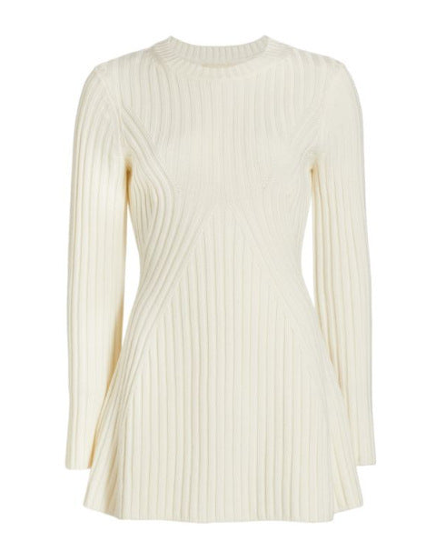 Women's Textured Round Neck Long Sleeve Slim Ribbed Dress - ANIBEY