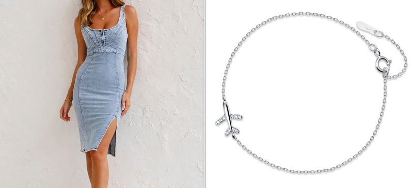 Fashion Sling Split Stretch Denim Dress - ANIBEY