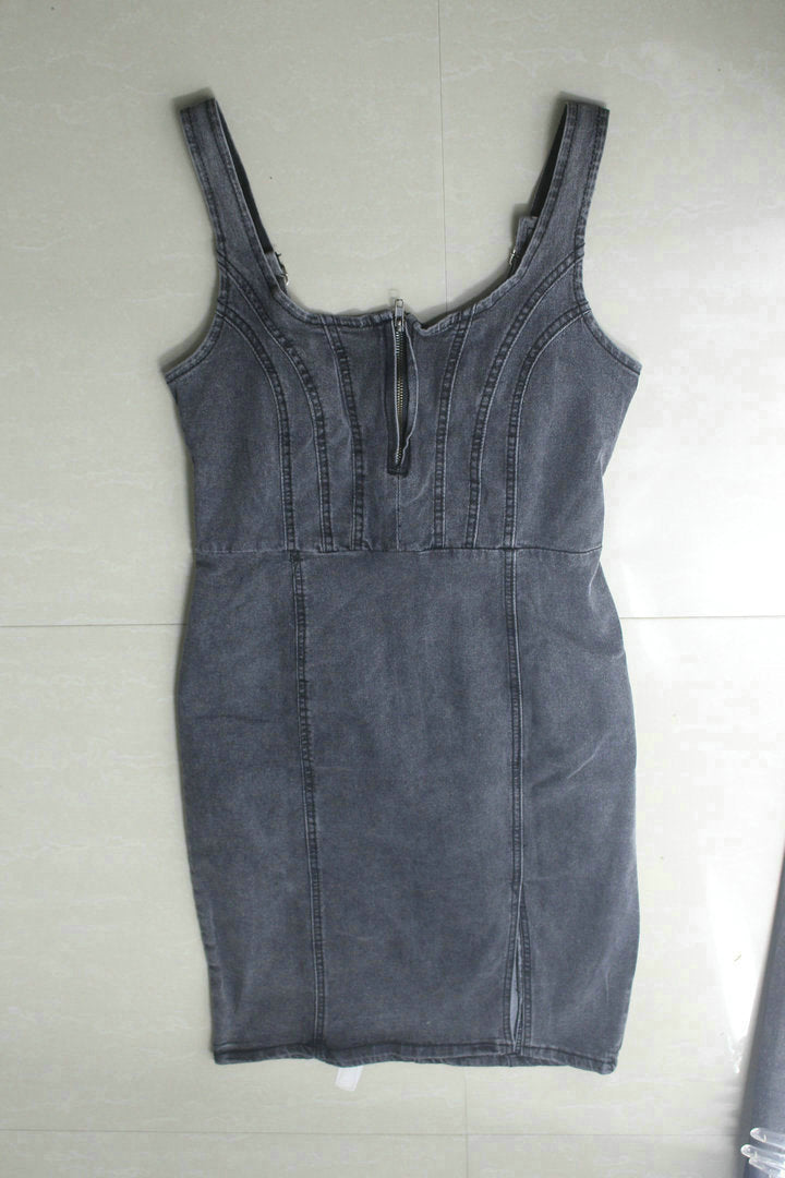 Fashion Sling Split Stretch Denim Dress - ANIBEY