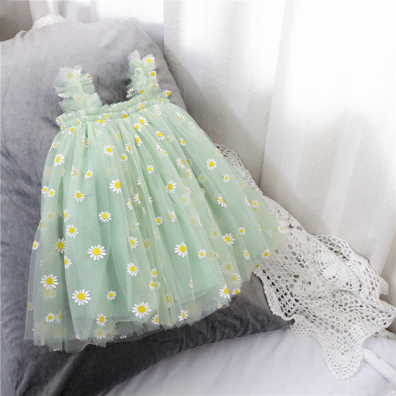 Flower Girl Sense Summer Girl Princess White Gauze Skirt Girl Baby Sling Net Gauze Dress Tutu Skirt - ANIBEY