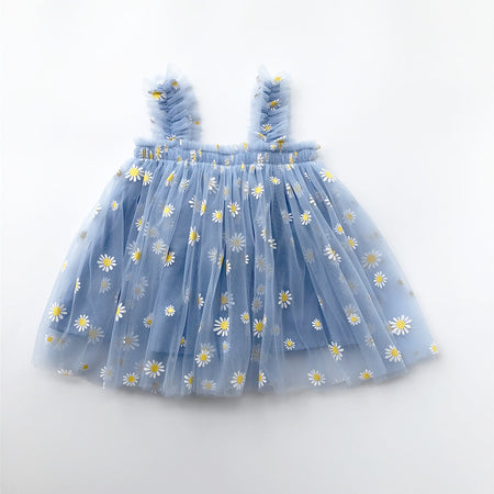 Flower Girl Sense Summer Girl Princess White Gauze Skirt Girl Baby Sling Net Gauze Dress Tutu Skirt - ANIBEY