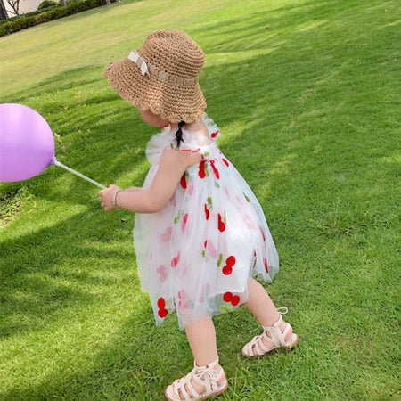 Flower Girl Sense Summer Girl Princess White Gauze Skirt Girl Baby Sling Net Gauze Dress Tutu Skirt - ANIBEY