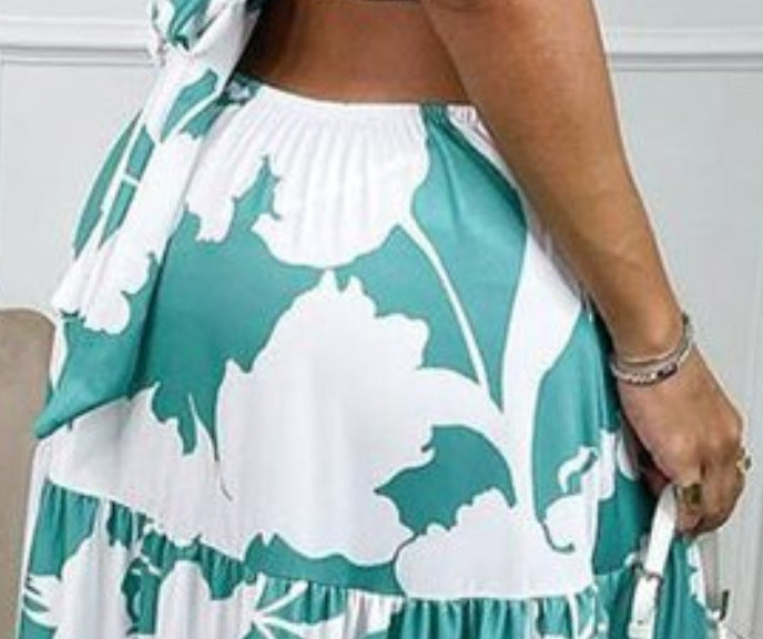 Off The Shoulder Print Cutout Lace Youth Cute Dress - ANIBEY