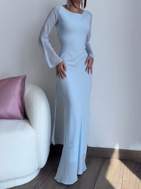 Elegant Long Sleeve Strappy Dress - ANIBEY