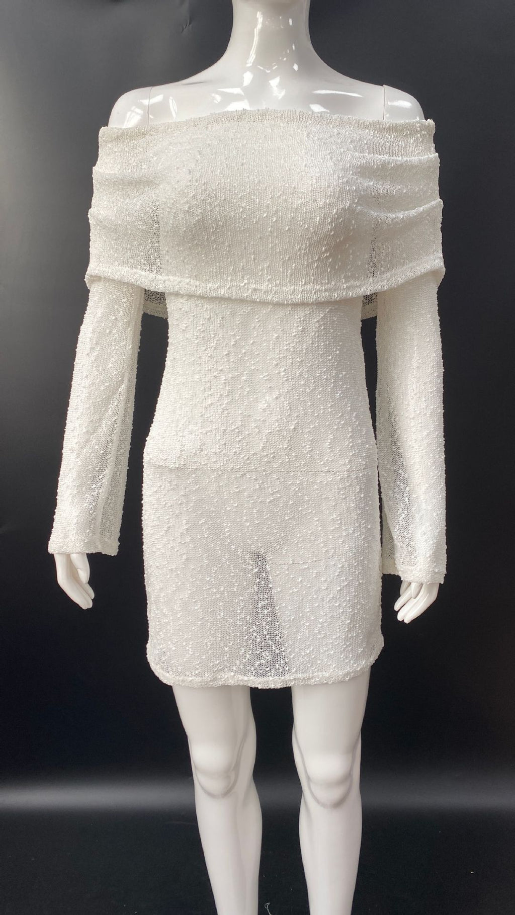 Skirt Knitted Hollow Chest Wrap Off-shoulder Dress - ANIBEY