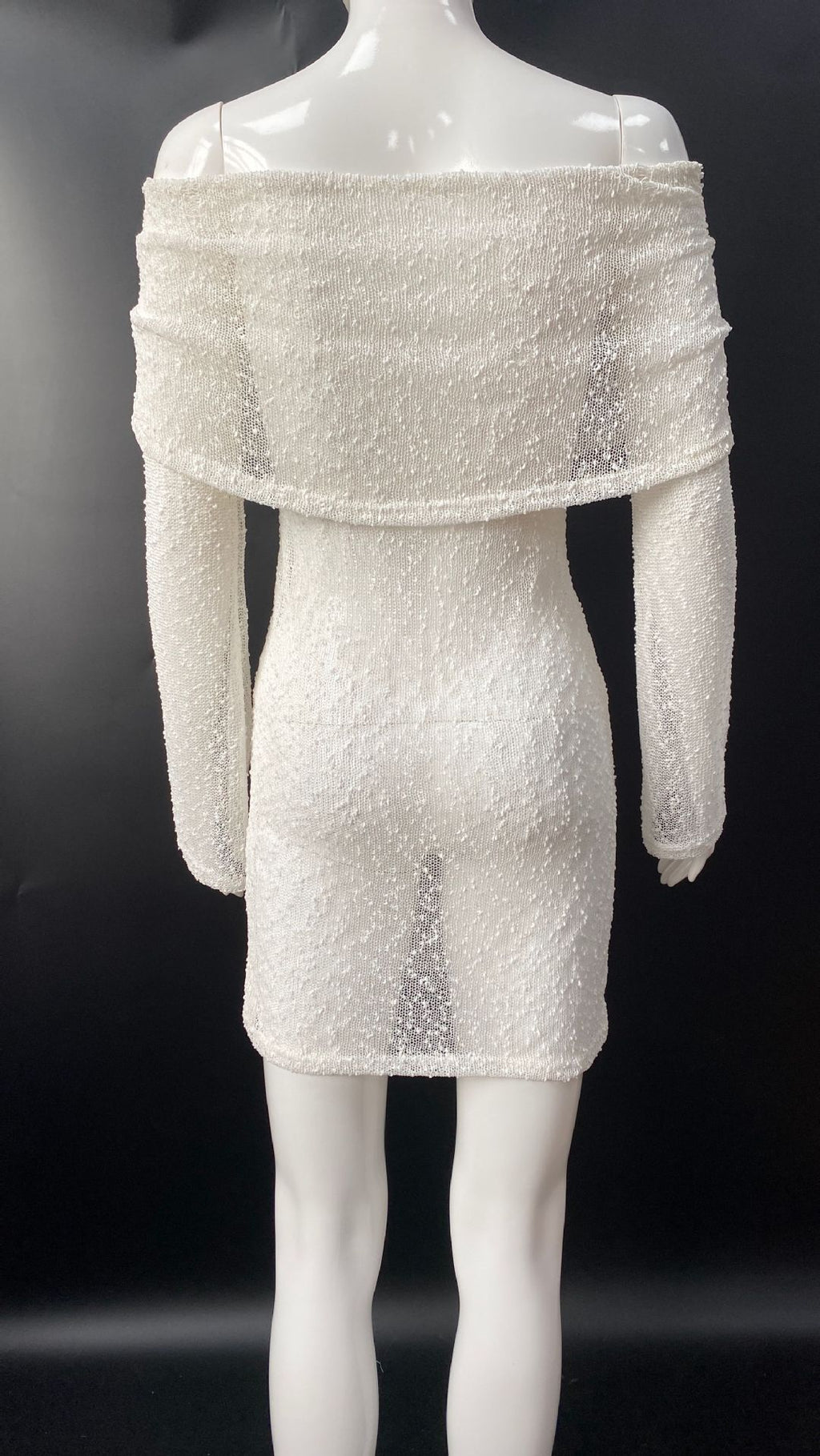 Skirt Knitted Hollow Chest Wrap Off-shoulder Dress - ANIBEY