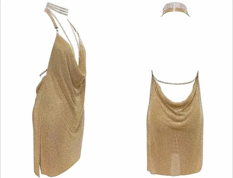 Women's Rhinestone Panel Costume Dress - ANIBEY