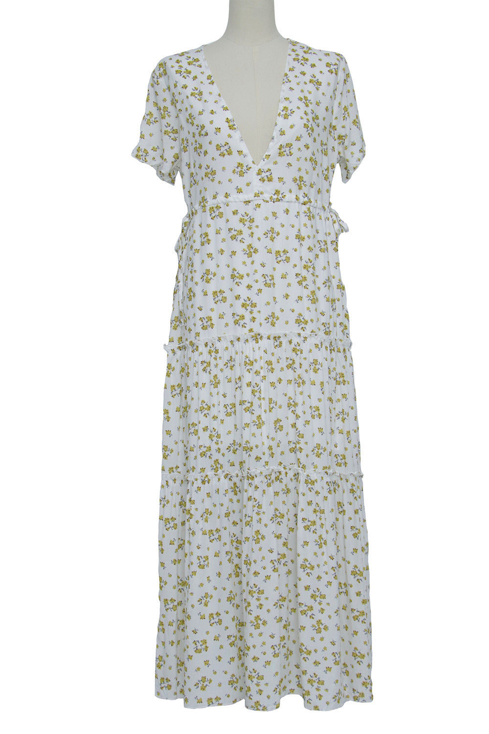 Women's Ruffled Floral Bohemian Dress - ANIBEY