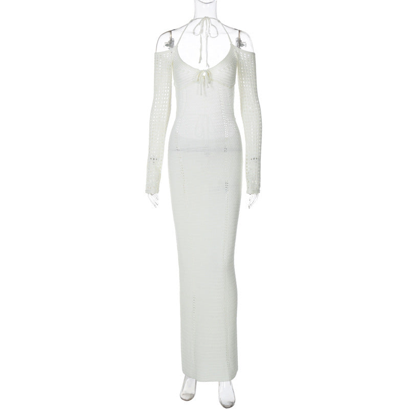 Backless Slim Fit Hollow Long Sleeve Dress - ANIBEY