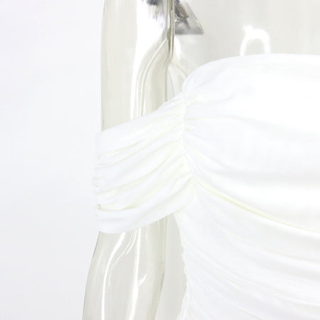Pleated Mesh Skirt And One-neck Dress - ANIBEY