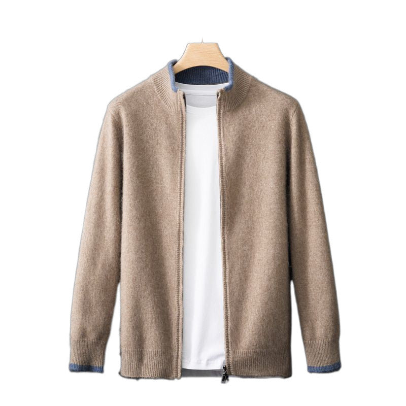 Woollen Zip-up Collar Sweater for Men - ANIBEY