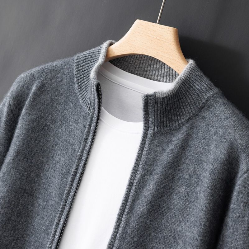 Woollen Zip-up Collar Sweater for Men - ANIBEY