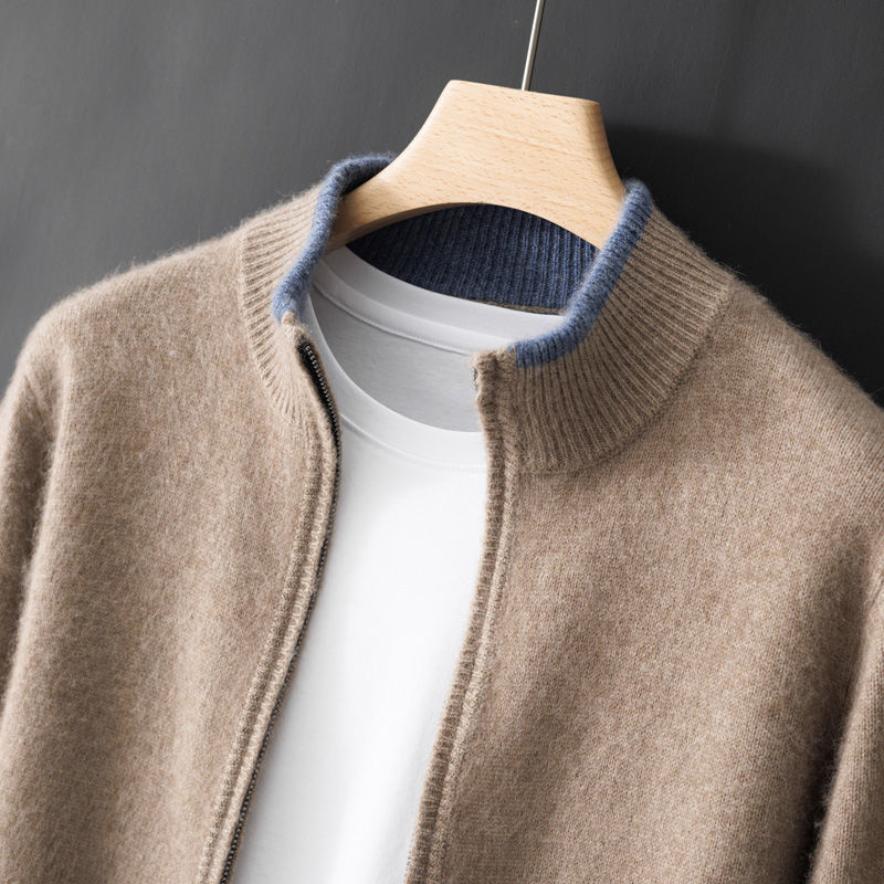 Woollen Zip-up Collar Sweater for Men - ANIBEY