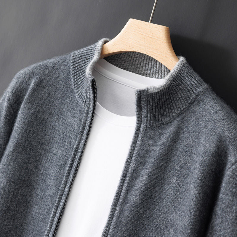 Woollen Zip-up Collar Sweater for Men - ANIBEY