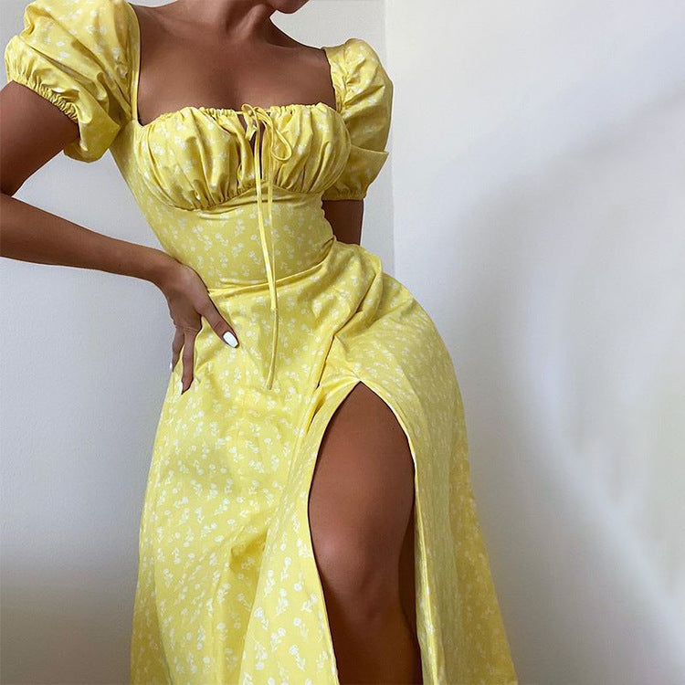 Spring New Printed French Style Floral Slim-fitting Strap Dress For Women - ANIBEY