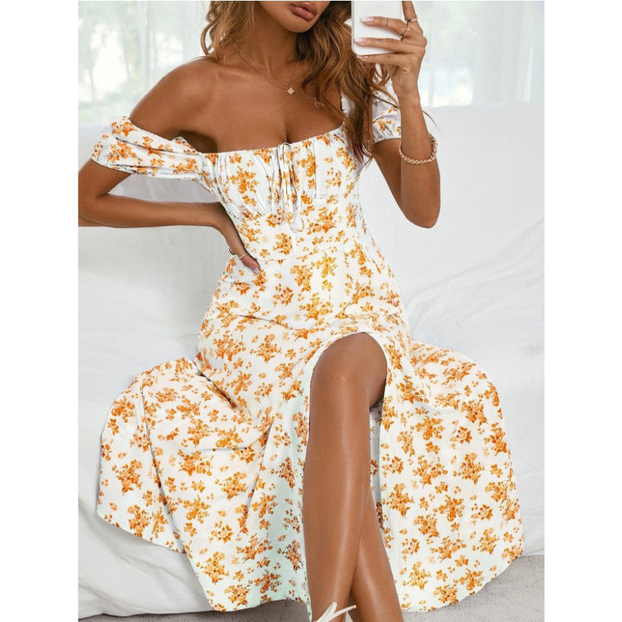 Spring New Printed French Style Floral Slim-fitting Strap Dress For Women - ANIBEY