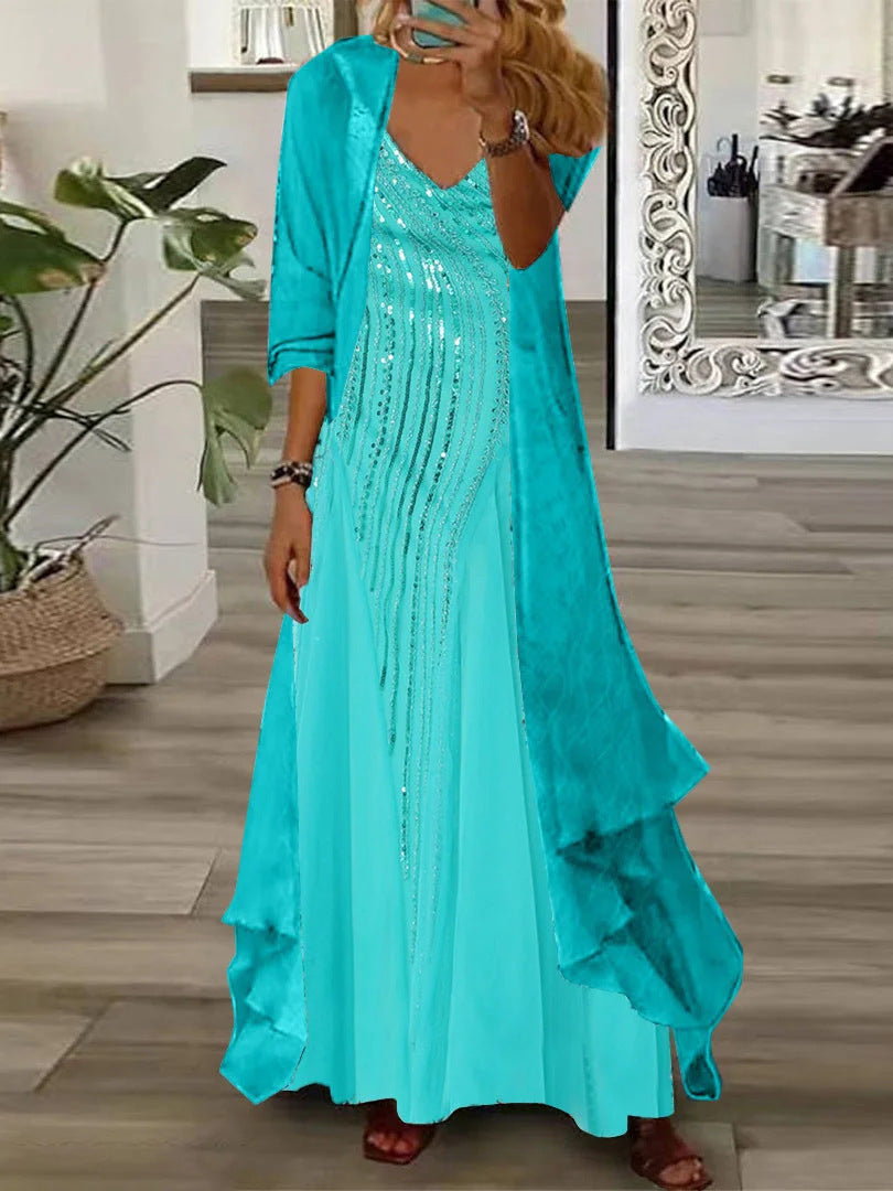 European And American Vacation Spaghetti Straps Long Skirt Indian Style Large Swing Skirt Two-piece Set - ANIBEY