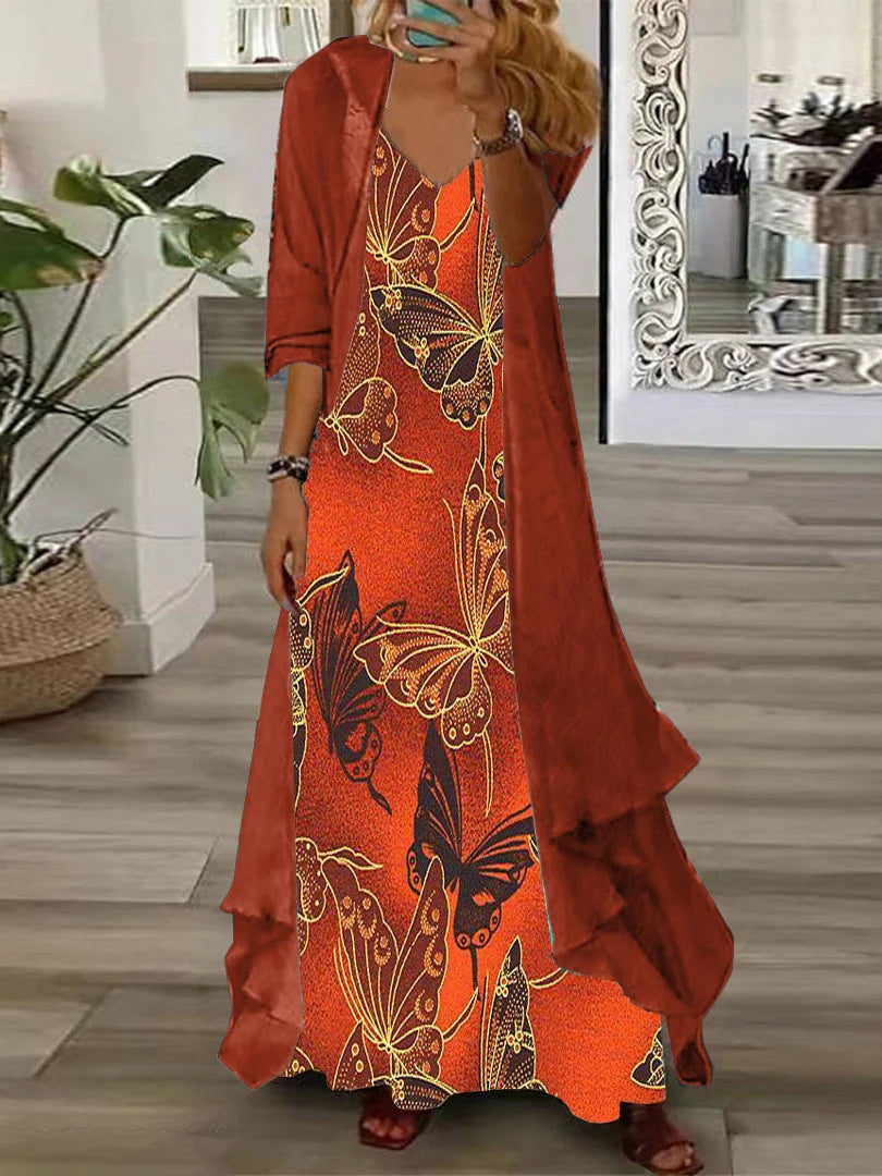European And American Vacation Spaghetti Straps Long Skirt Indian Style Large Swing Skirt Two-piece Set - ANIBEY