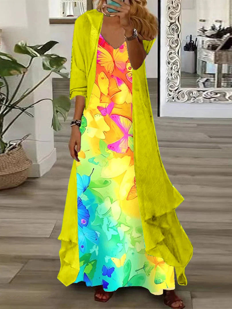 European And American Vacation Spaghetti Straps Long Skirt Indian Style Large Swing Skirt Two-piece Set - ANIBEY