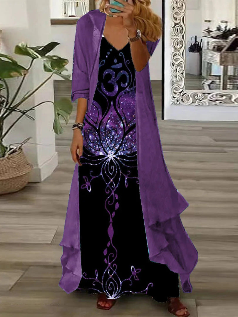European And American Vacation Spaghetti Straps Long Skirt Indian Style Large Swing Skirt Two-piece Set - ANIBEY