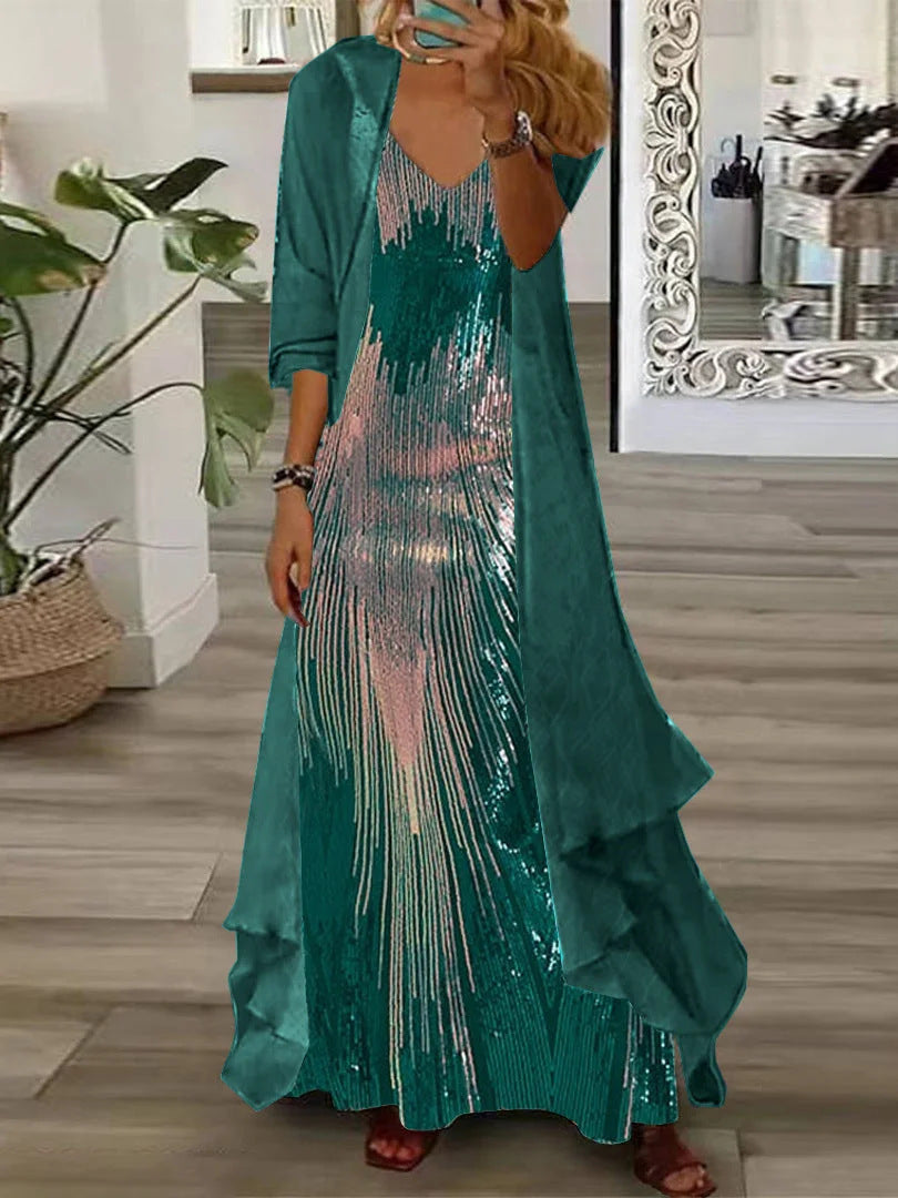 European And American Vacation Spaghetti Straps Long Skirt Indian Style Large Swing Skirt Two-piece Set - ANIBEY