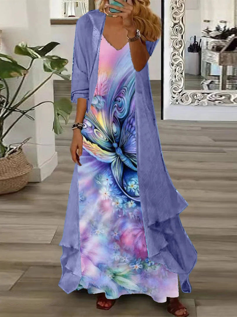 European And American Vacation Spaghetti Straps Long Skirt Indian Style Large Swing Skirt Two-piece Set - ANIBEY
