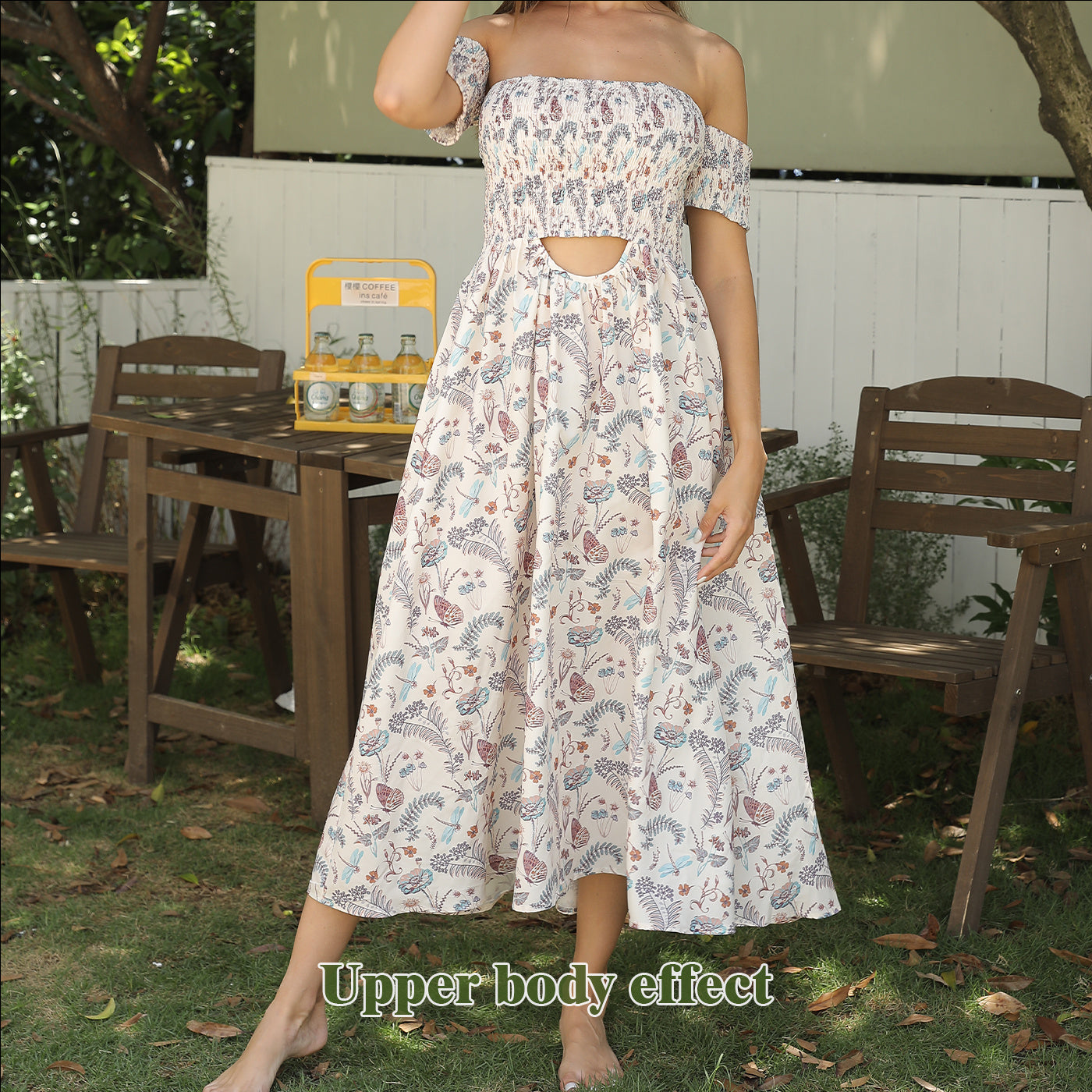 Women's Off Shoulder Strapless Floral Dress - ANIBEY