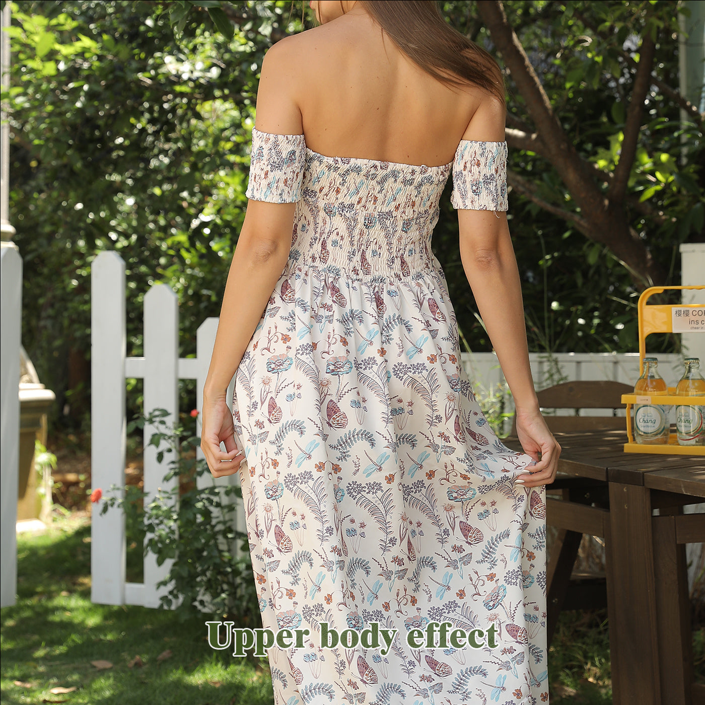 Women's Off Shoulder Strapless Floral Dress - ANIBEY