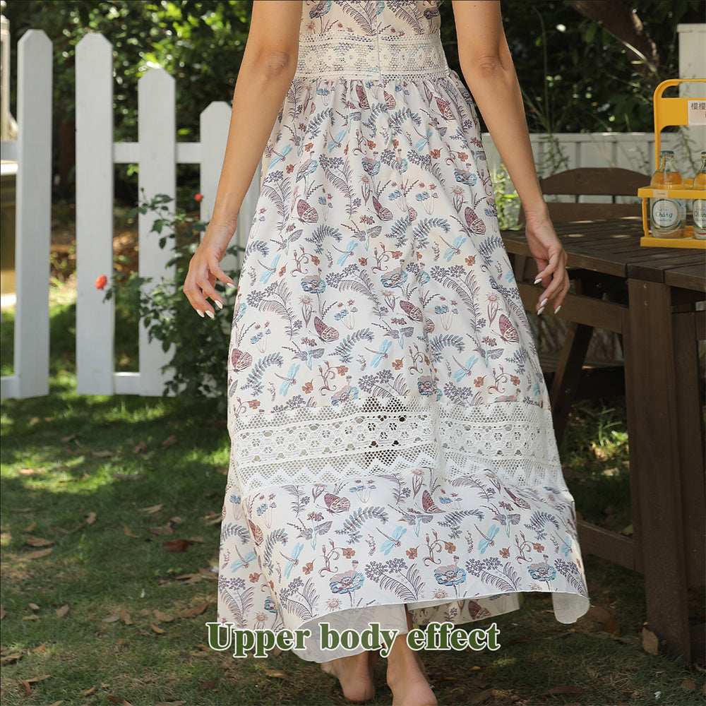 Women's Sleeveless Suspender Floral Dress - ANIBEY