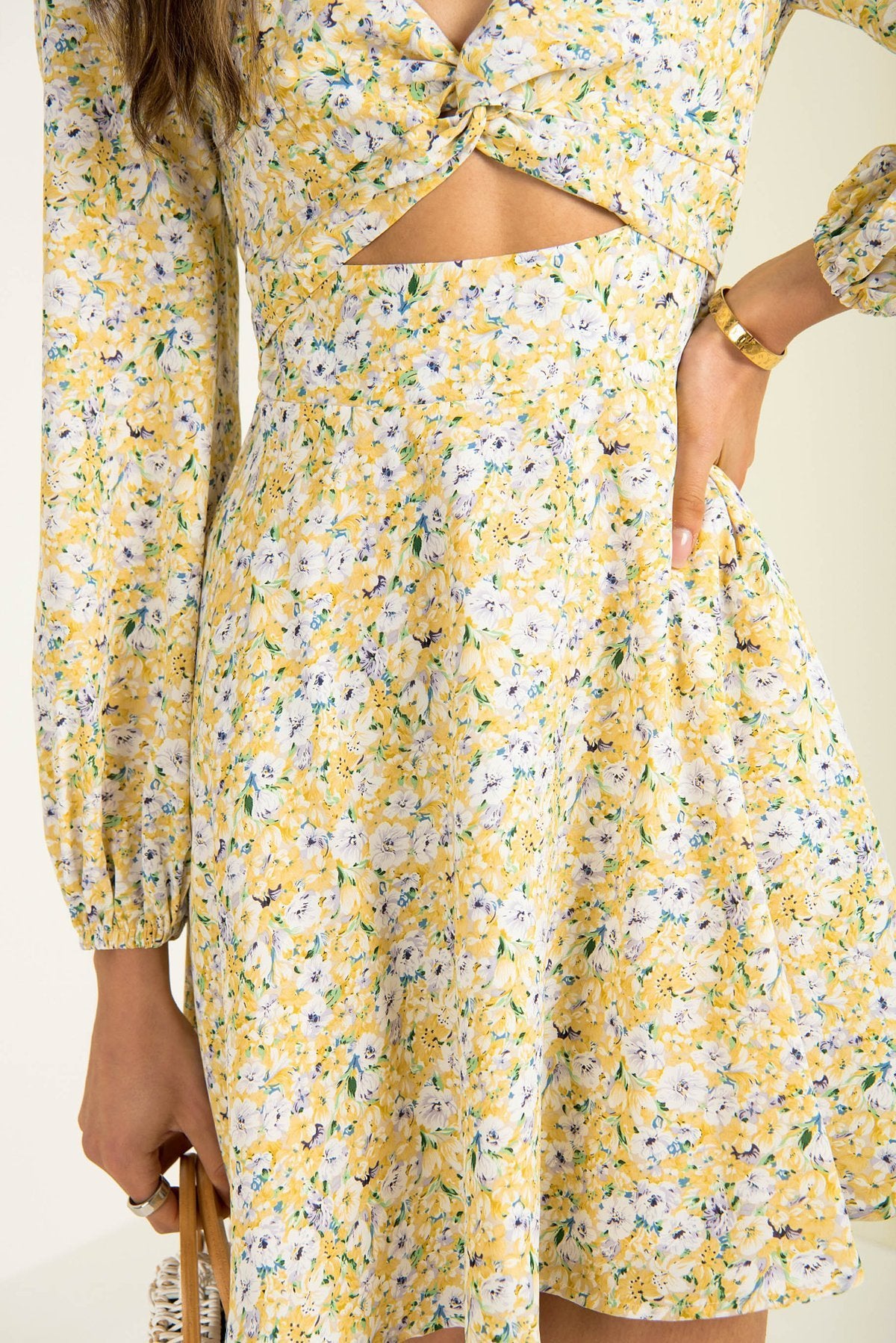 V-neck Long-sleeved Floral Dress Trendy Brand - ANIBEY
