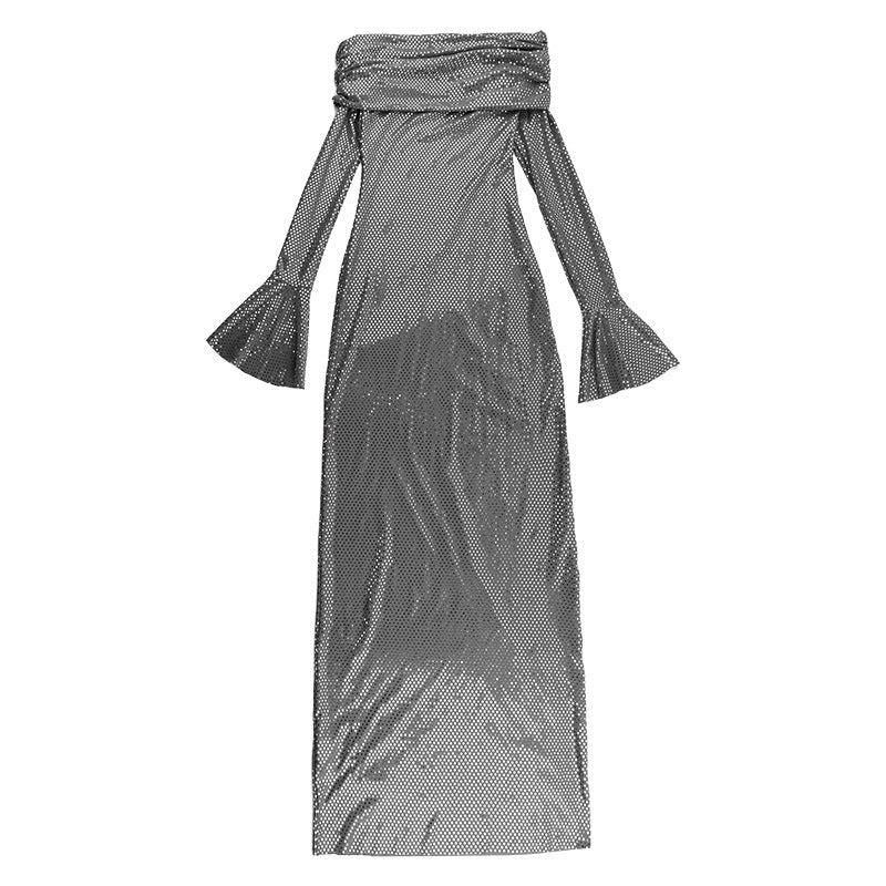 New Fashion Style Temperament Panel Pressing Slim-fit Off-neck women Dress - ANIBEY
