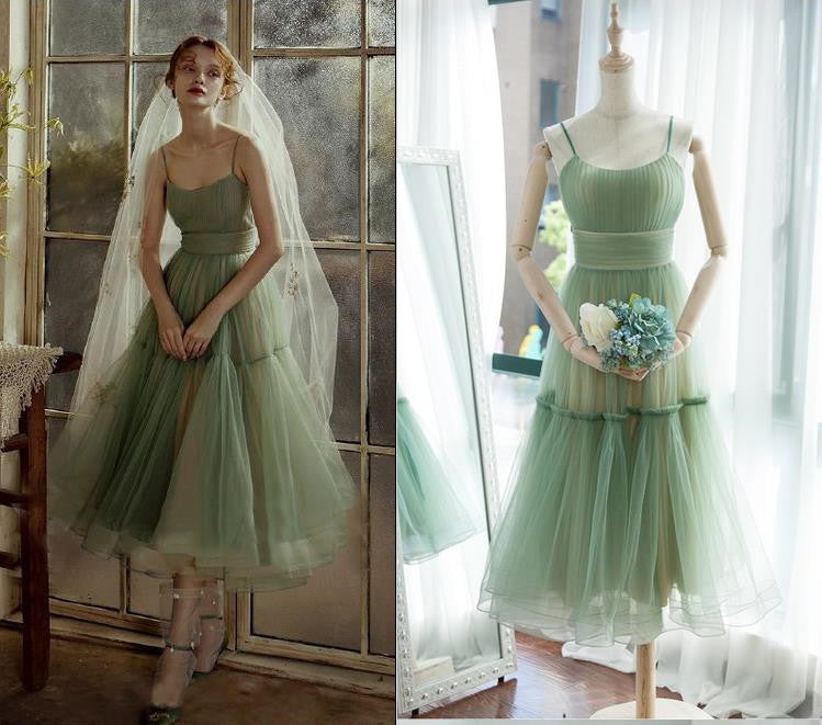 Green Ladies Holiday Slip Dress - ANIBEY