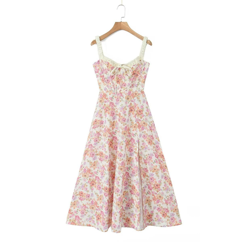 Women's French Floral Strap Dress - ANIBEY