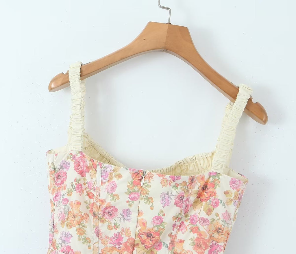 Women's French Floral Strap Dress - ANIBEY