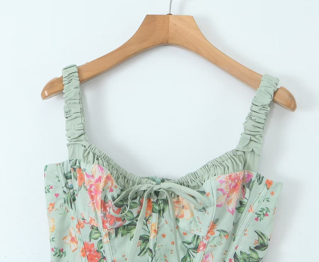 Women's French Floral Strap Dress - ANIBEY
