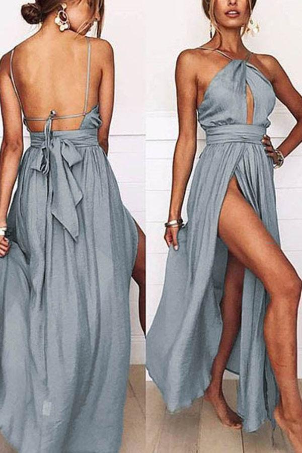Woman Backless Long Skirt Dress - ANIBEY
