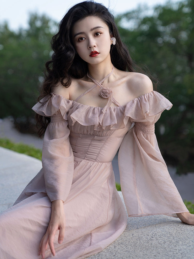 Temperament Ruffle Edge Tea Break Dress - ANIBEY
