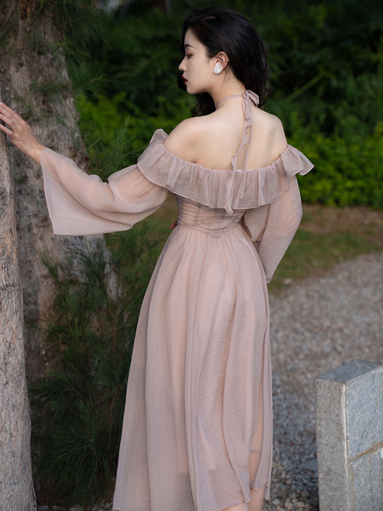 Temperament Ruffle Edge Tea Break Dress - ANIBEY